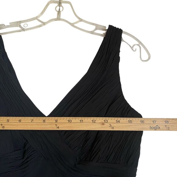 Chaps Midi A-line Dress 8 Black V-neck Draped Sleeveless Party Whimsygoth Fairy - Picture 4 of 8